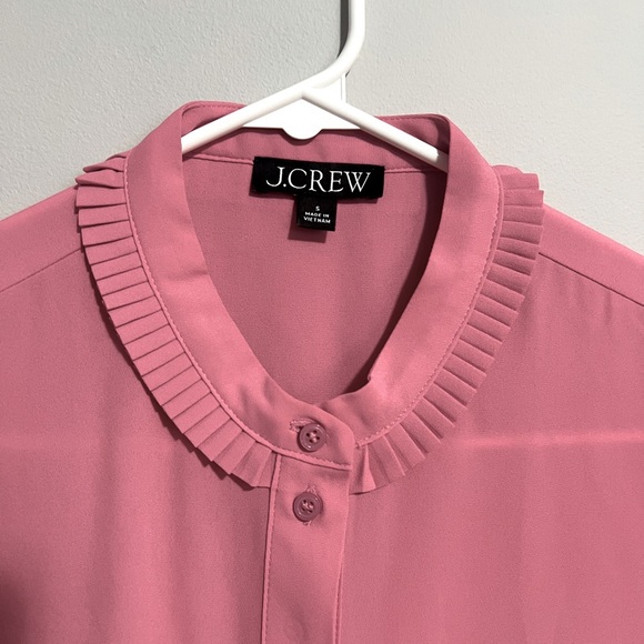 J.Crew Drapey Button-Up Top Flamingo Pink shirt sleeve women’s small. NWOT - Picture 5 of 10